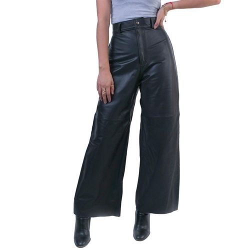 Pantalón piel borrego Castelli dama negro corte oversize