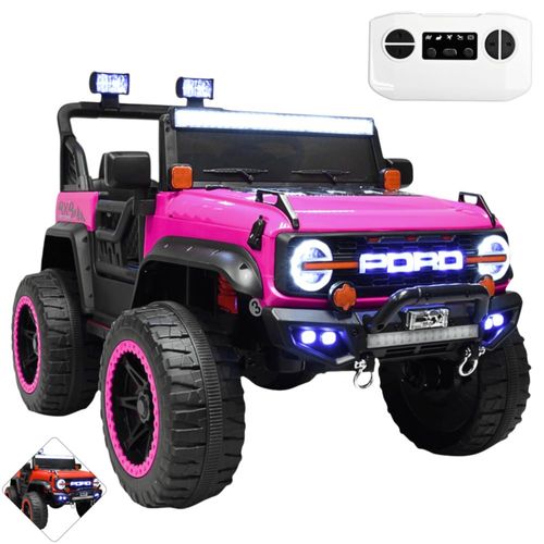 Montable Electrico Camioneta 4x4 para Niños Bluetooth Luces Led Control Remoto Batería 12v - Rosa