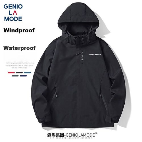 Chamarra Impermeable Casual con Capucha Para Hombre