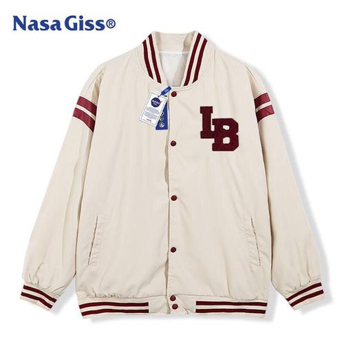 Chamarra Casual De Pana Cuello Béisbol Blanca Unisex