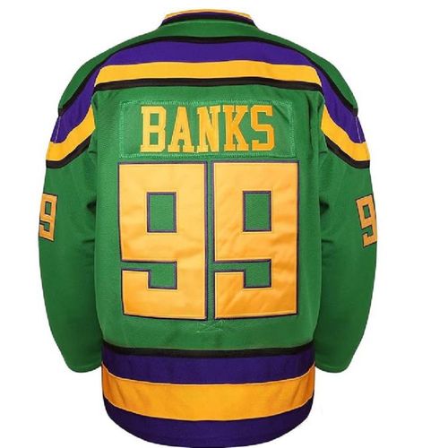 Jersey Hockey Mighty Ducks Patos Banks 99 Retro Bordado Verde