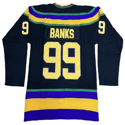 Jersey Hockey Mighty Ducks Patos Banks 99 Retro Bordado Negro