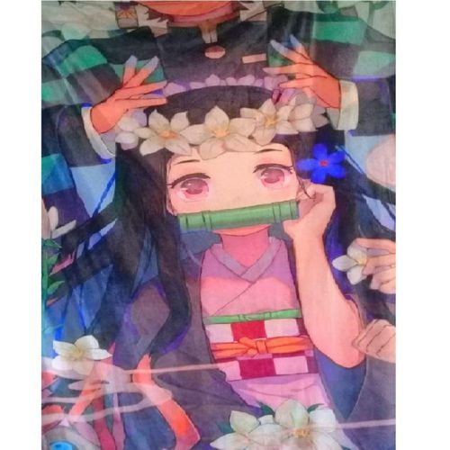 Exclusiva! Cobija Frazada Ultra Suave Demon Slayer Kimetsu no Yaiba Nezuko Flores
