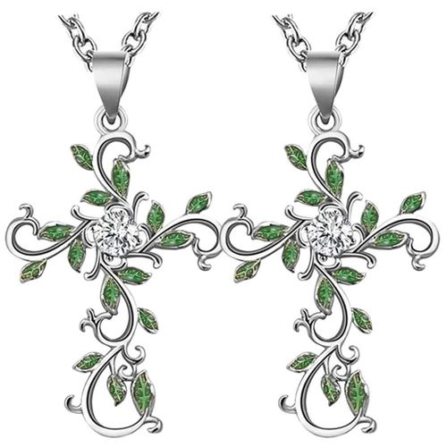 Rosarios en Cadena EternalTwist03 MXEWR-002 Collar de Cruz y Flores Catolicos