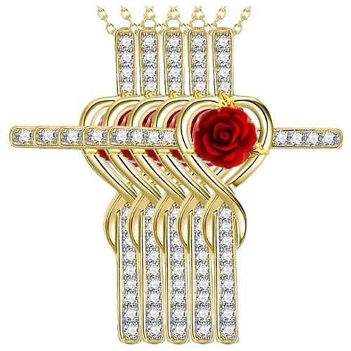 Cadenas de Cruz y Rosa RoseGrace03 MXOEG-005 Collar para Regalo