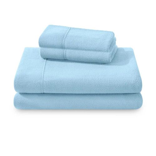 Juego de Sábanas Polar Individual Azul Pastel Térmicas, Suaves y Ligeras Kyuden Home