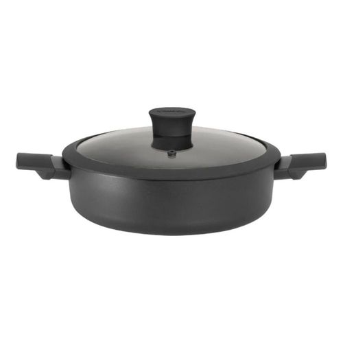 Arrocera HUDSON 28cm Alumino Negra Antiadherente tapa Mango