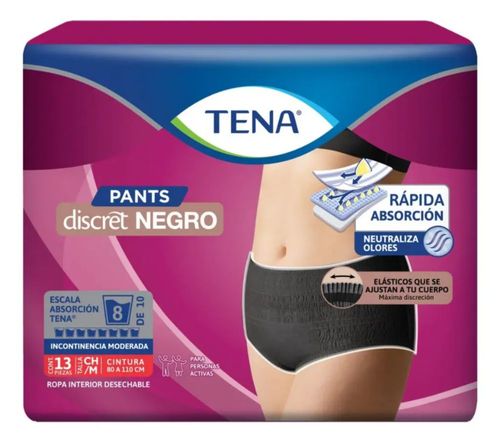 TENA PANTS DISCRET NEGRO CH/M 13 PZAS