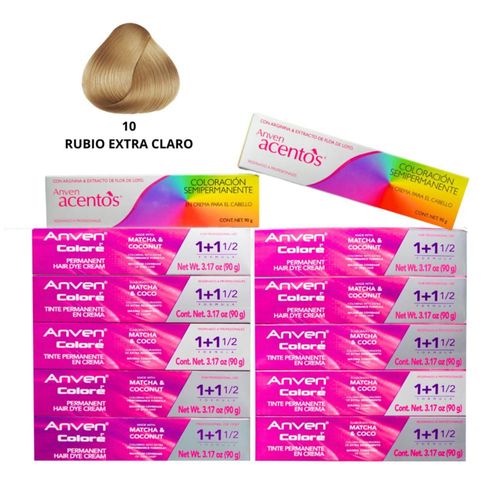KITS TINTENSÍFICATE TINTE 10 RUBIO EXTRA CLARO 90G 10 PÍEZAS