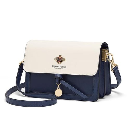 Bolso cruzado Cnoles Romantic Organ de cuero beige y azul para mujer