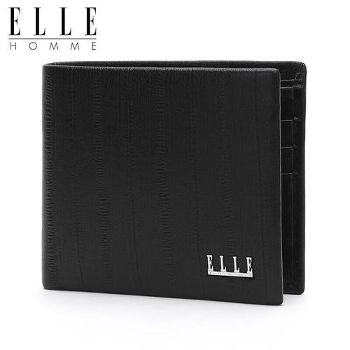 Cartera ELLE HOMME de piel de vaca negra con clip multifuncional para hombre