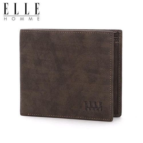 Cartera ELLE HOMME de piel de vaca café obscuro para hombre