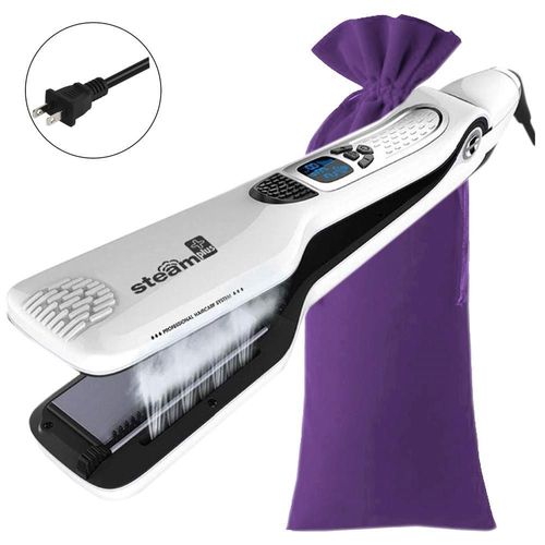 Plancha de Cabello de Vapor TitaniumSteamWhite MXTTW-004 Plancha con Placas de Ceramica