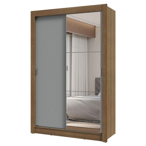 Ropero Closet 2 Puertas 1 Espejo Marrón/Gris Madesa