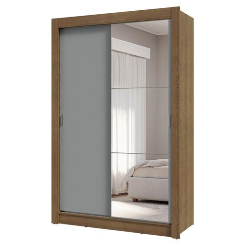 Ropero Closet 2 Puertas 1 Espejo Marrón/Gris Madesa