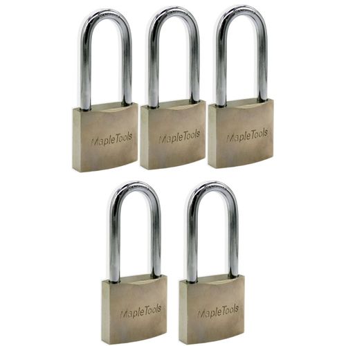 5 CANDADOS DE HIERRO GANCHO LARGO 38 MM MAPLE TOOLS