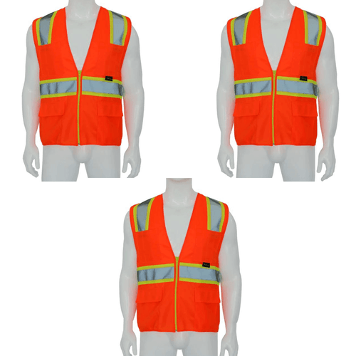 PACK 3 CHALECOS ALTA VISIBILIDAD MAPLE SAFE NARANJA C REFLEJANTE
