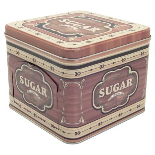 Recipiente cuadrado de lata con tapa y apertura