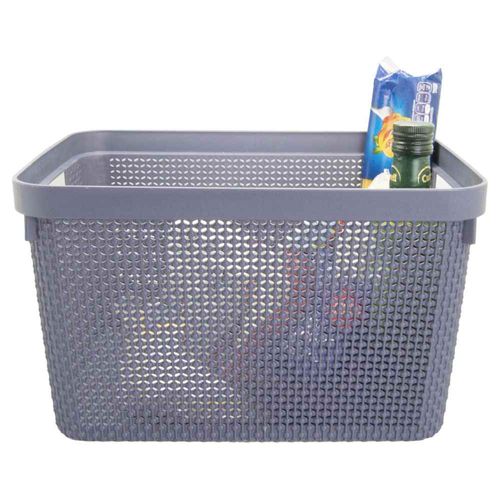 Canasta de plástico grande con asas rectangular 36 x 22 x 27 cm