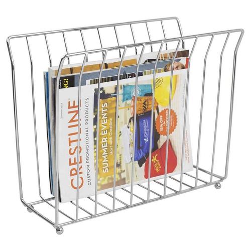 Revistero Tubular Plateado 33x23x25 cm