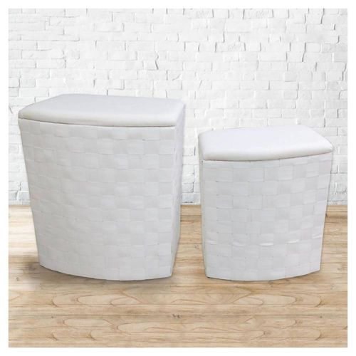 Juego de 2 cestos de mimbre blancos