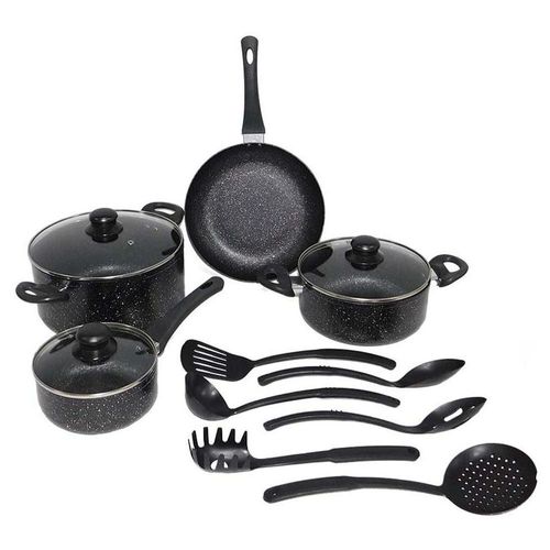 Batería de Cocina Antiadherente con Recubrimiento de Granito 13 pzas