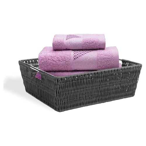 Canasta de Rattan con Asas Multiusos Negro 33x38x13cm, Whitmor