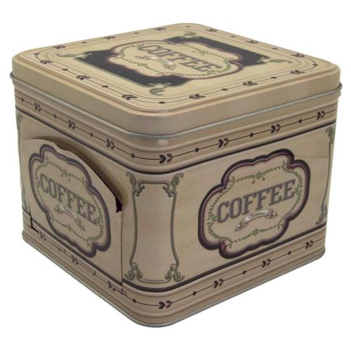 Recipiente cuadrado de lata con tapa y apertura