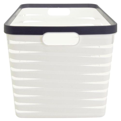 Canasta de plástico grande con asas cuadrada 34 x 23 x 24 cm