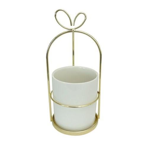 Ilios Innova | Macetero o Portavaso con Asa de Hierro, Vaso Organizador de Cerámica. Ideal para decorar cualquier rincón de tu hogar.