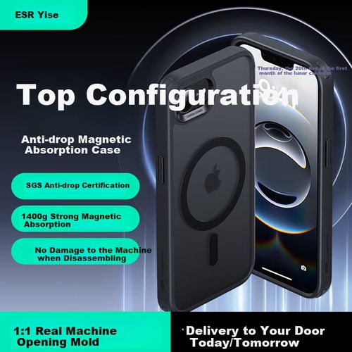 Funda Para Iphone 16 Esr Silicona Magnética Negra Transparente