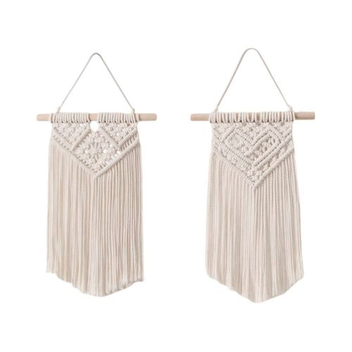 Ilios Innova | Set de 2 Tapices colgantes Boho Beige, artesanales hechos a mano, decoración de pared, estilo bohemio para sala, dormitorio u oficina.