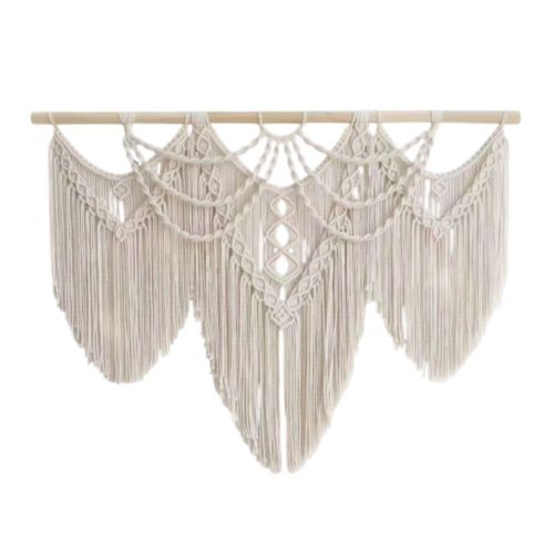 Ilios Innova | Tapiz Colgante Boho Beige Tejido a Mano, decorativo artesanal para pared, estilo bohemio, ideal para sala, dormitorio u oficina.