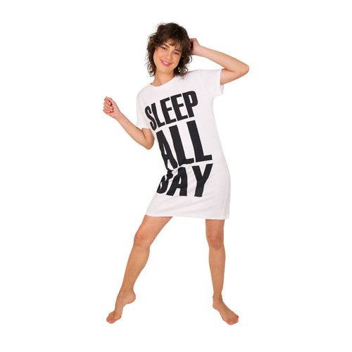 Camisón de algodón estampado para dama hueso M9036