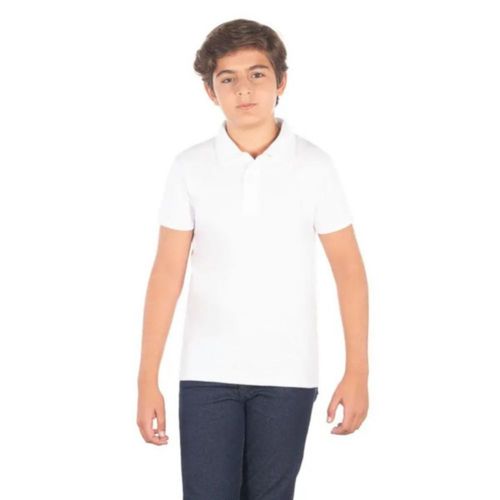 Playera Polo Optima Infantil Tallas 4-16 años - 100% Algodón - Blanco