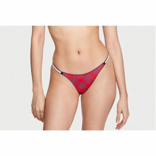 Panty Brasileña Victoria's Secret - Lacy Plaid - Rojo con Brillos