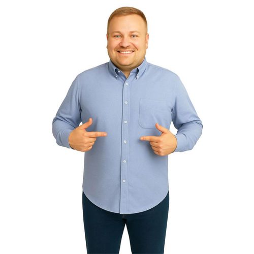 Big Kong camisa manga larga azul cielo ropa oversize caballero vestir