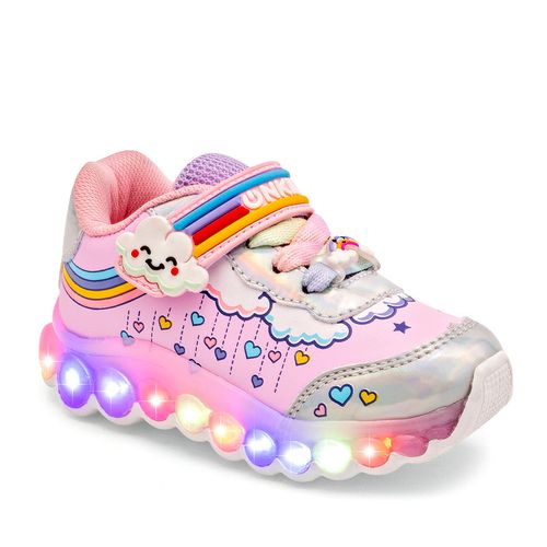 On Kids Tenis urbano para niña rosa multicolor, con luces, Cod.125599CC