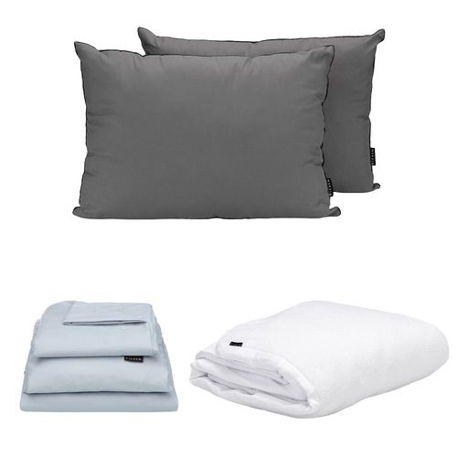 Protector Matrimonial Dicasa Cloud + Almohada 2 Pack + Sábanas Softy Platino RGH