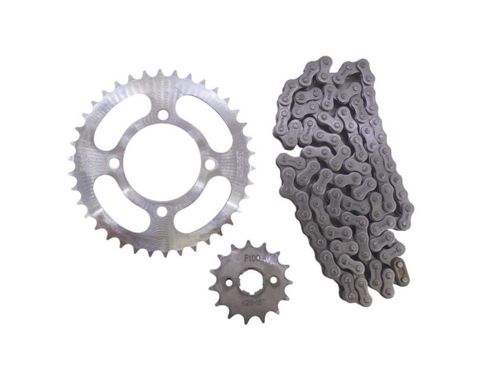 Kit Cadena Moto Con Sprockets Italika 125z Paso 428h 108 Eslabones Reforzada sprocket 38t 15t Jgo 3 pzas