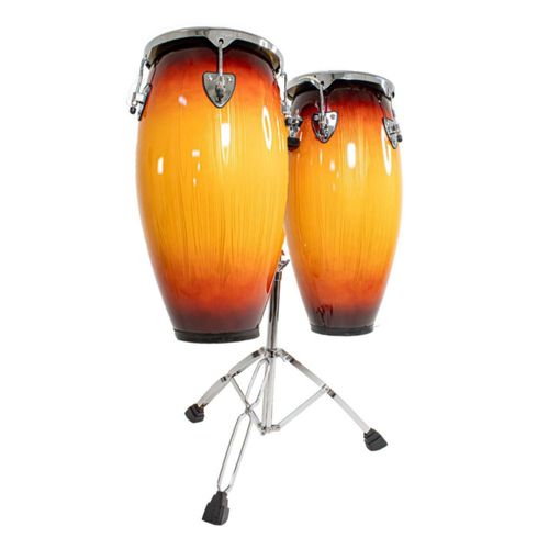 Set de Congas 11 Y 12 Pulgadas de Madera Con Soportes de Acero Parche De Cuero