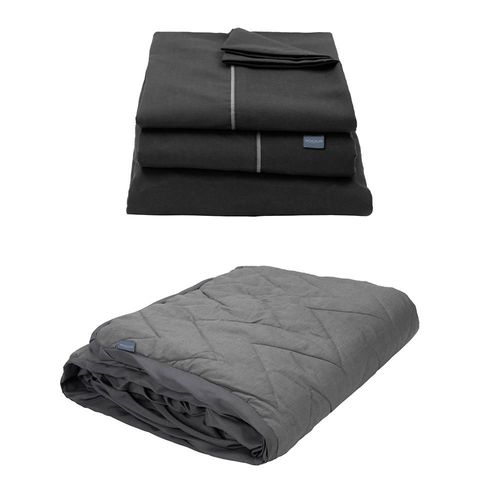 Protector Matrimonial Rogga Lux + Sábanas Royal Negro RGH