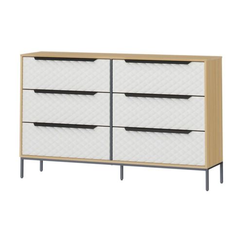 Ilios Innova | Cajonera Cómoda Organizadora de 6 Cajones con Estructura de MDF, Base Metálica y Cajones de Tela. Diseño Moderno, para Sala o Recibidor