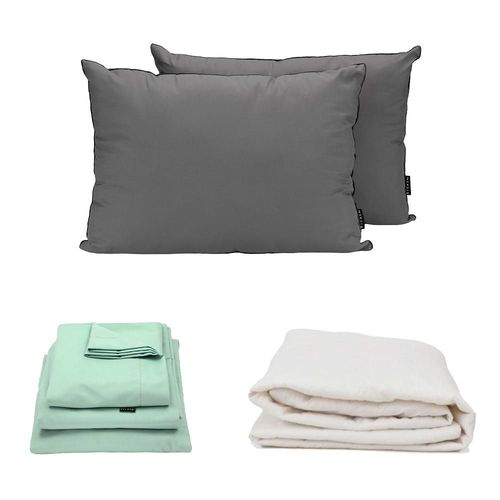 Protector King Size Spring Air Ultra + Almohada 2 Pack + Sabanas Softy Menta RGH