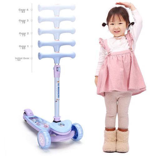 Scooter Plegable Dos en Uno con Ruedas Anchas para Niños 3+ Azul Hielo Elsa