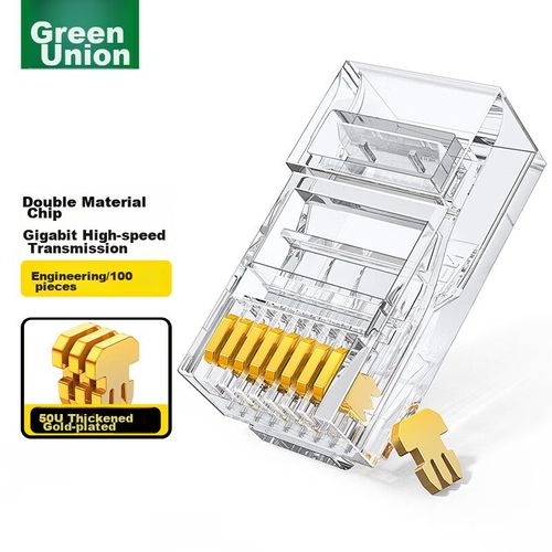 Conector Ethernet RJ45 Cat5e UGREEN de 50 U con cabezal de cable de red chapado en oro, paquete de 100