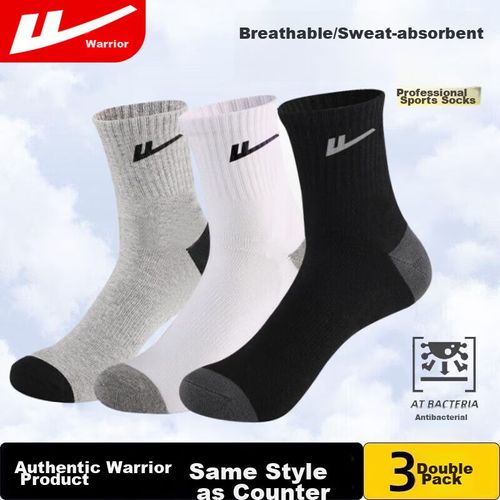 3 pares de calcetines deportivos de tubo medio para mujer color negro/blanco unitalla