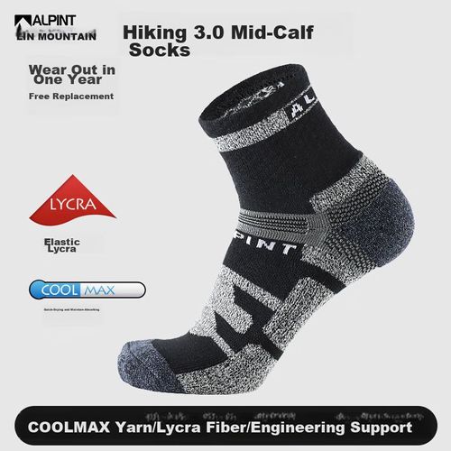 Calcetines de senderismo para hombre media pantorrilla color negro unitalla