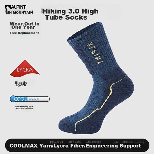 Calcetines de montañismo para hombre de tubo alto color azul