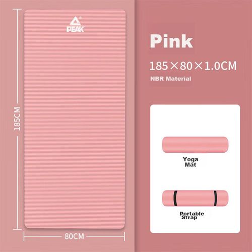 Tapete de yoga PEAK 185 x 80 cm, grosor 10mm, rosa